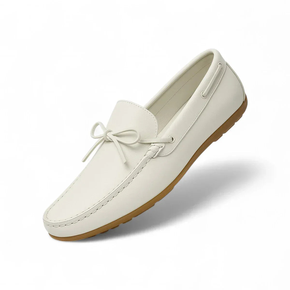 Mocasín Hombre en Cuero Blanco – Estilo Moderno y Suela Antideslizante - Tienda Serrano