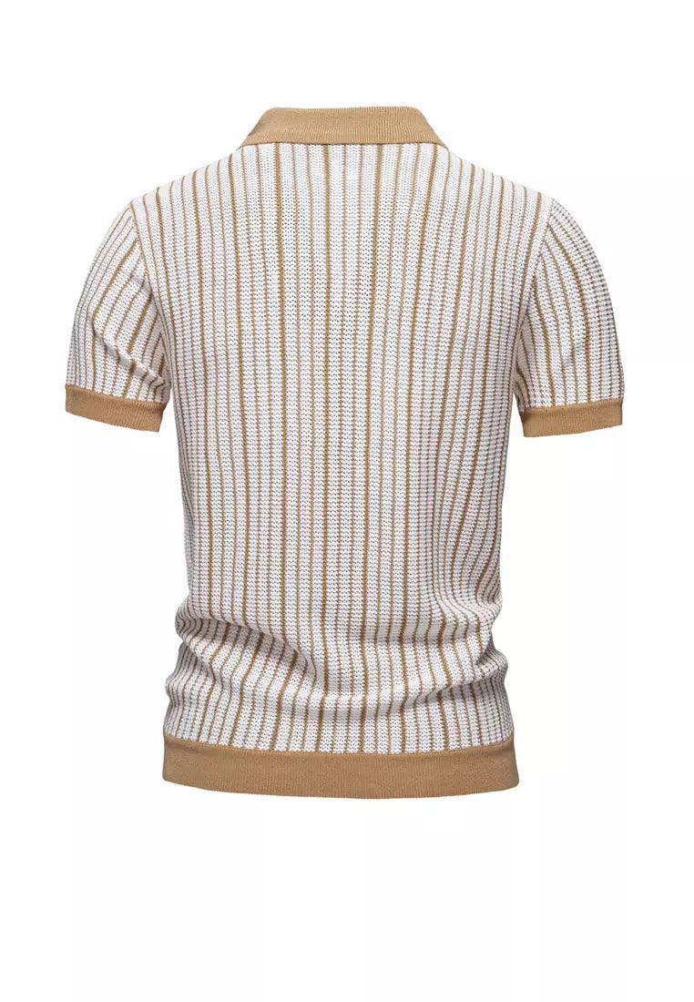 Playera Polo Hombre Casual Manga Corta Listrada con Detalles Ocos - Montserrat